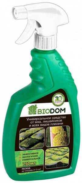 Средство от мха, плесени и лишайников Biodom с распылителем 0,75 л.