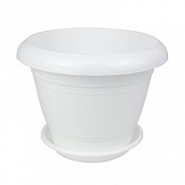 Горшок Фестона  диаметр 22см.  3,3 литра белый с поддоном (5PL0061)