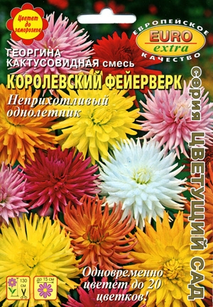 Георгина Королевский фейерверк кактусовидная смесь 0,2 г.   4640012538151